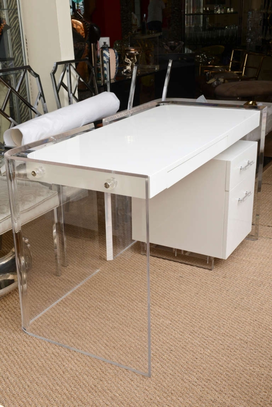 Fabulous Kagan Style White Lacquered and Lucite Desk with Original ...