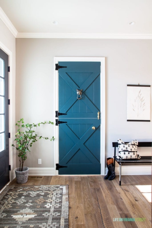 Farmhouse Interior Door in Bold Blue Paint