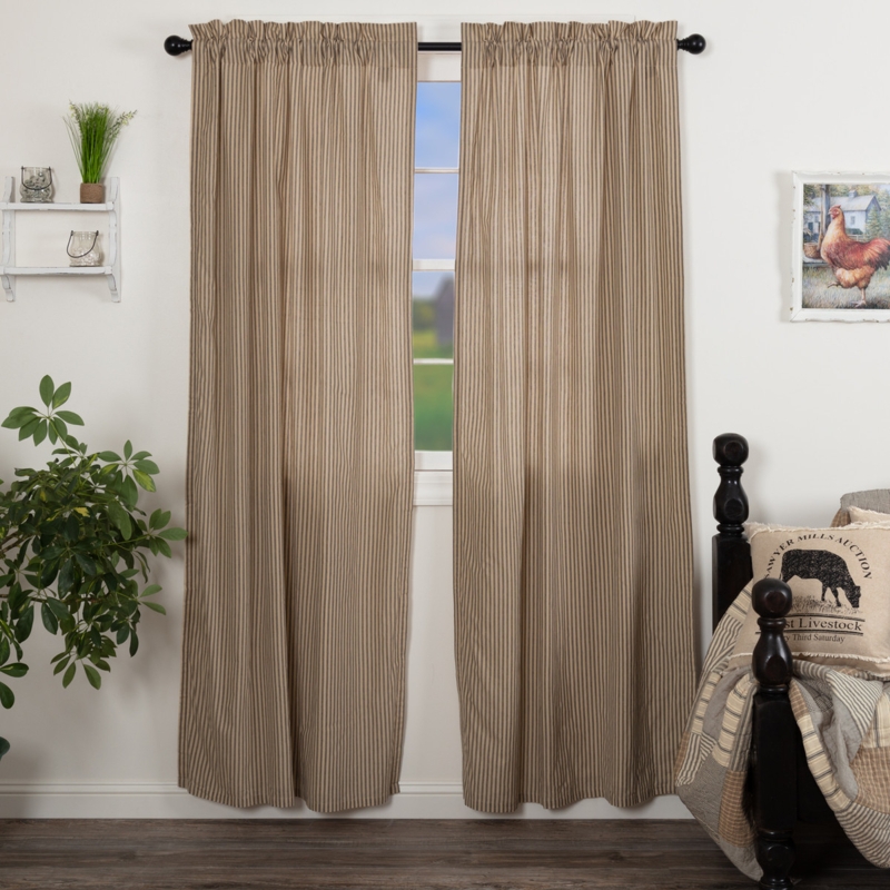 Farmhouse Style Ticking Stripe Panel Curtains