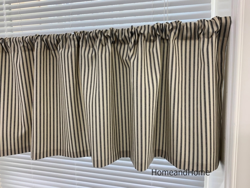 Farmhouse Ticking Stripe Cafe Curtains in Black and Natural