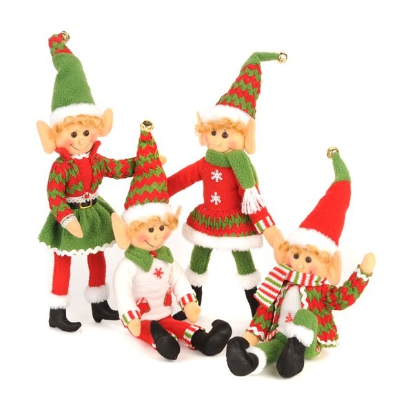 Festive Holiday Santa Elves Decorative Figures