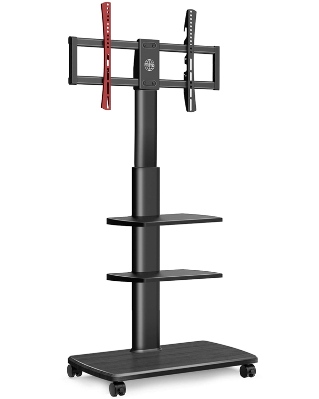 FITUEYES Rolling TV Stand with Adjustable Shelves