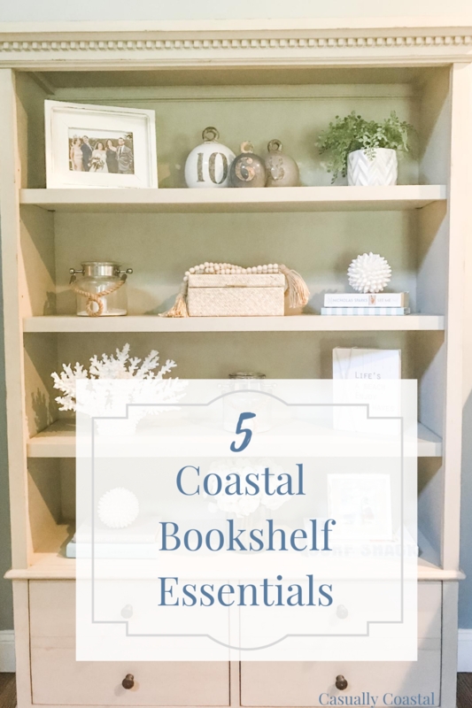 Five Coastal Bookshelf Essentials | Coastal shelf decor, Built in ...