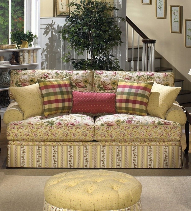 Floral Country Cottage Sofa with Patterned Cushions