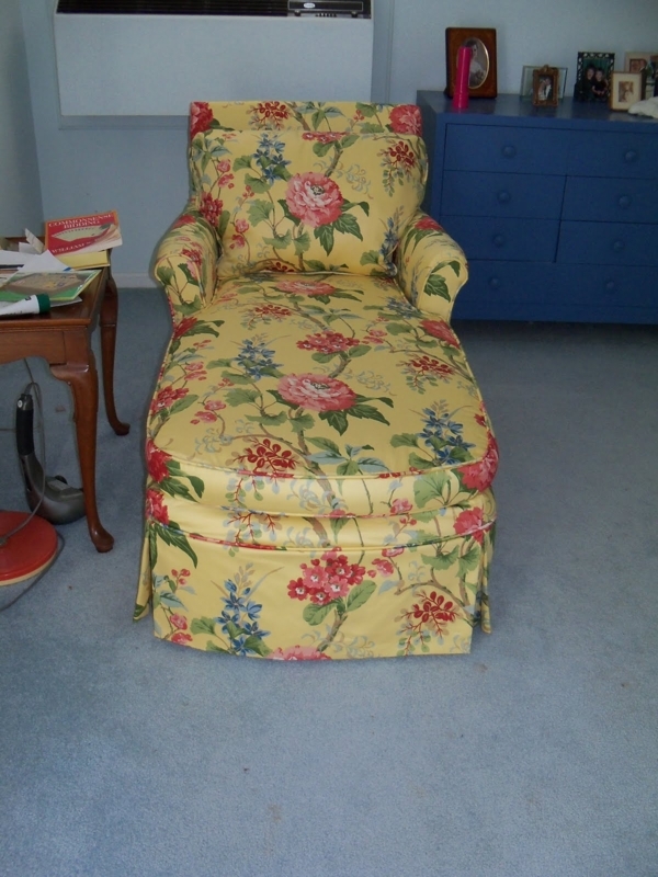 Floral Custom Slipcovered Chaise Lounge Design