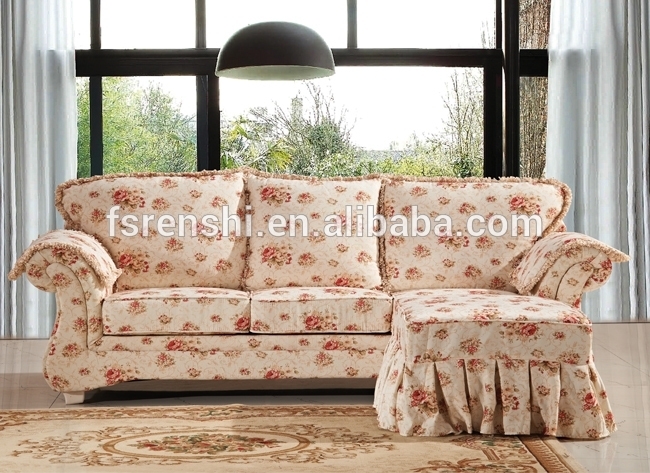 Floral Fabric Country Style Sofa with Loveseat