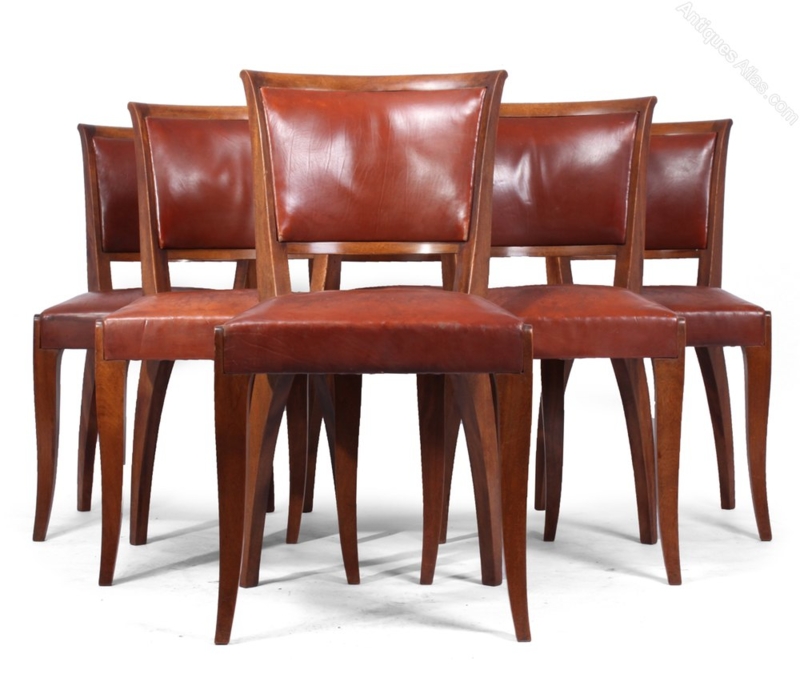 French Art Deco Leather Dining Chairs c1930
