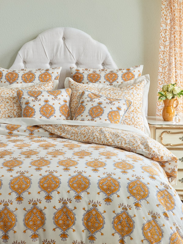 French Country Bedding Sets with Warm Orange Patterns