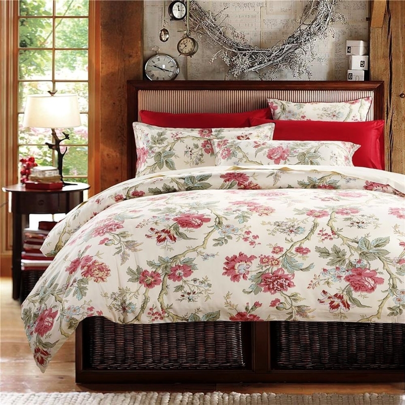 French Country Floral Peonies Duvet Cover Set