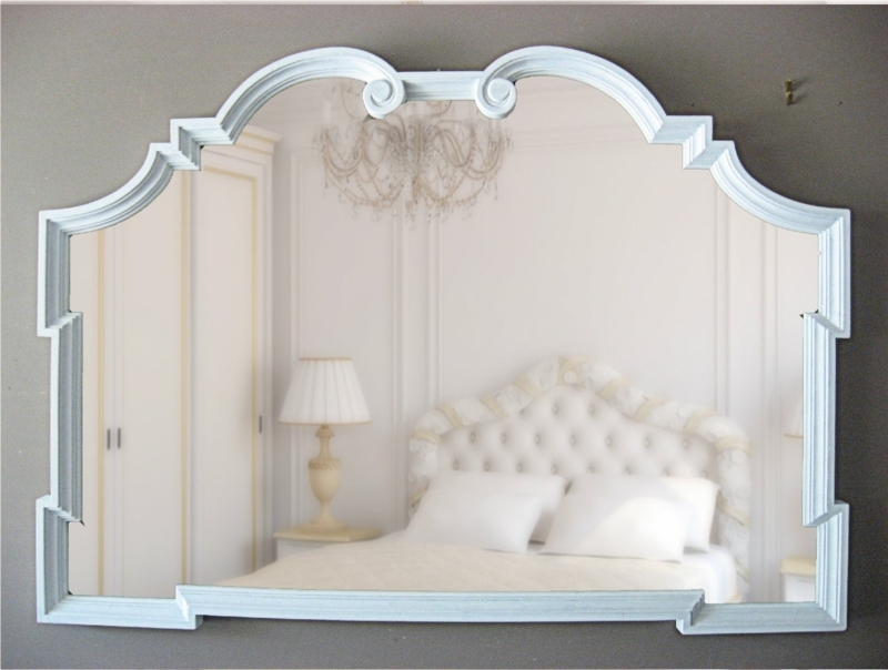 French Country Large White Ornate Wall Mirror