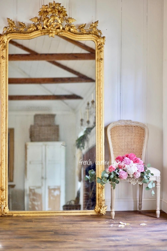 French Vintage Gold Ornate Full-Length Mirror