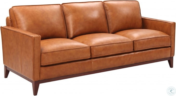 Georgetowne Newport Camel Leather Sofa by Coleman Furniture