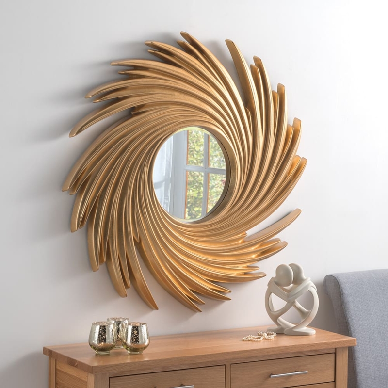 Golden Spiral Abstract Wall Mirror Decor