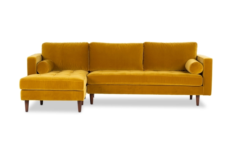 Golden Velvet Left-Hand Corner Fabric Sofa