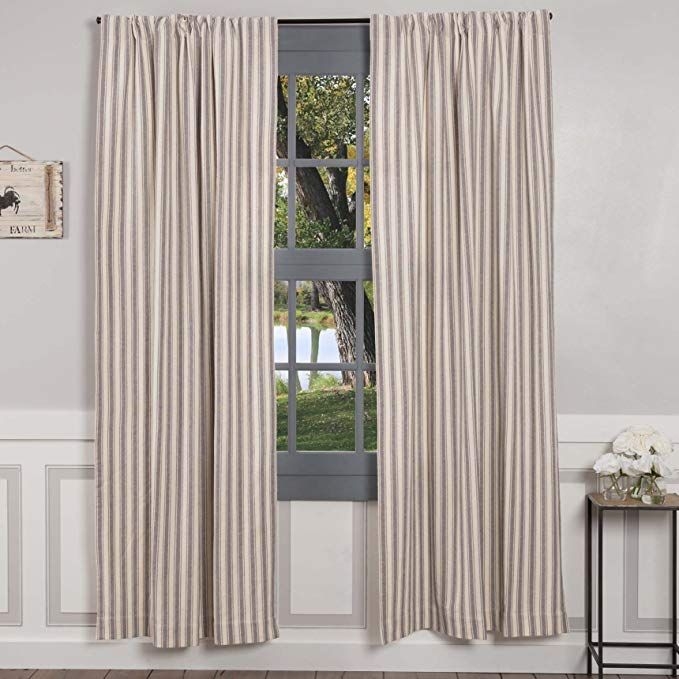 Gray Ticking Stripe Panel Curtains for Cozy Windows