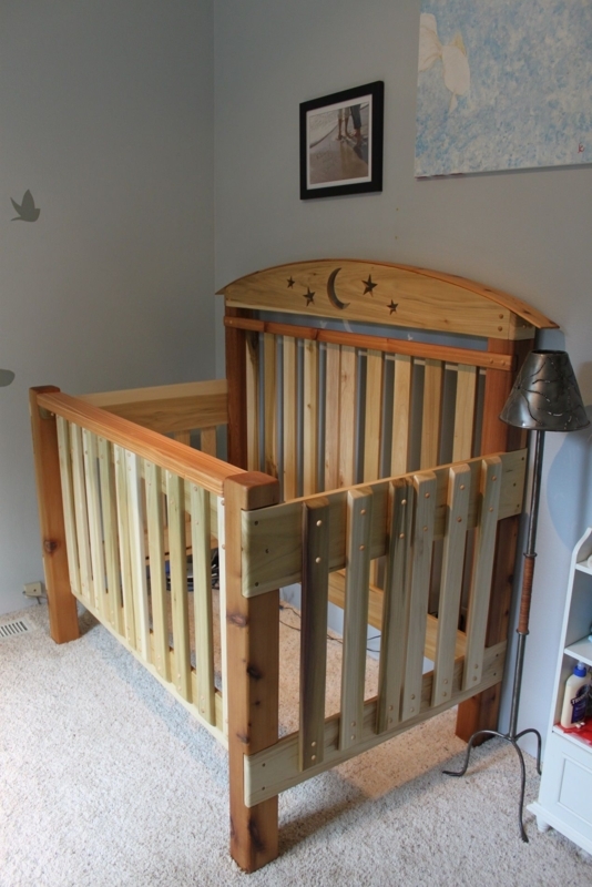 Handcrafted Cedar and Poplar Wooden Baby Crib