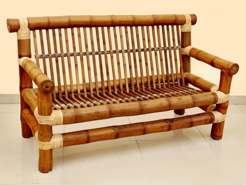 Handcrafted Japanese Bamboo Sofa with Natural Finish