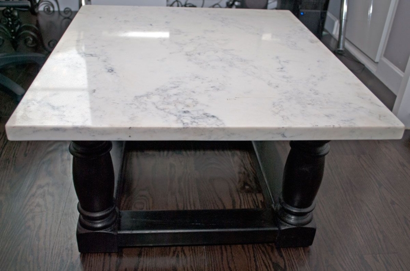 Handcrafted Quartz Coffee Table with Ebony Base