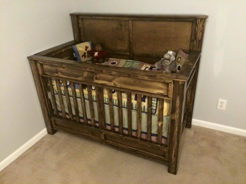 Handcrafted Rustic Wooden Baby Crib Design