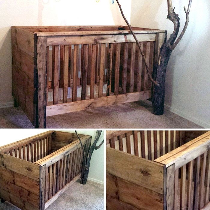 Handcrafted Rustic Wooden Baby Crib Design