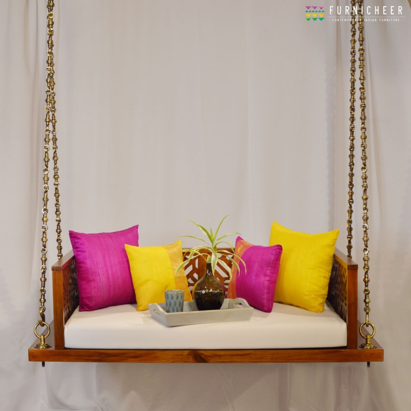 Handcrafted Solid Wood Traditional Indian Jhoola Swing