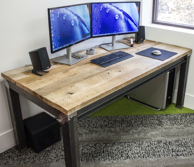 Handmade Industrial Steel and Reclaimed Wood Desk