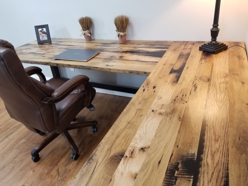 Handmade Reclaimed Wood L-Shaped Office Desk