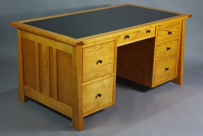 Handmade Solid Wood Home Office Desk with Storage