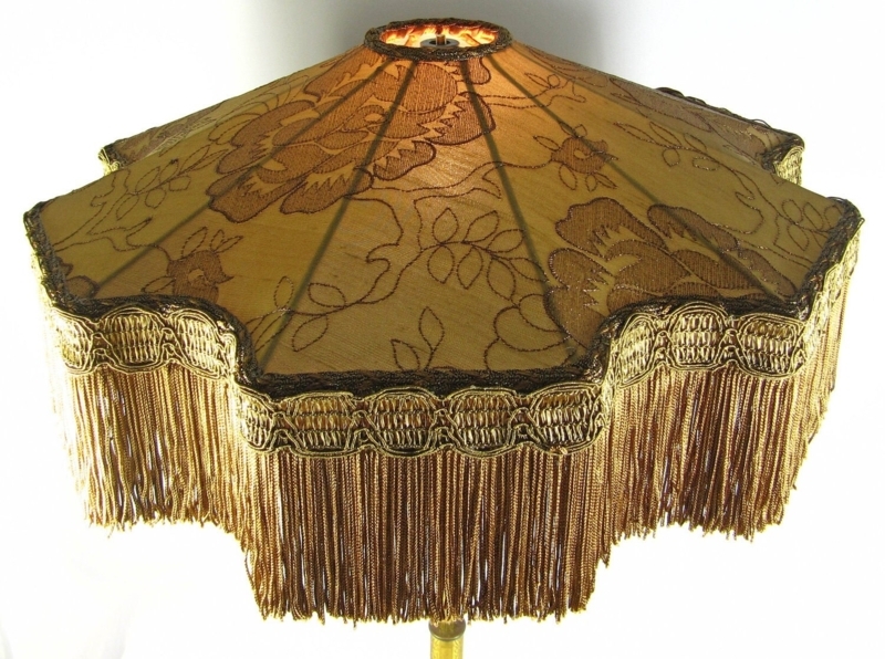 Handmade Victorian Bronze Silk Lampshade with Fringe