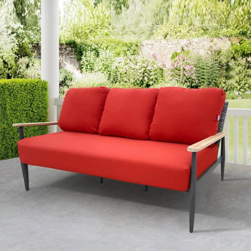 HiGreen Red Outdoor Wicker Aluminum Sofa Couch