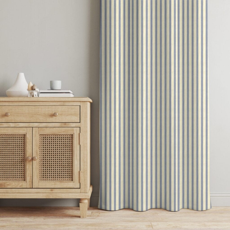 Ian Mankin Sky Blue Ticking Stripe Curtains