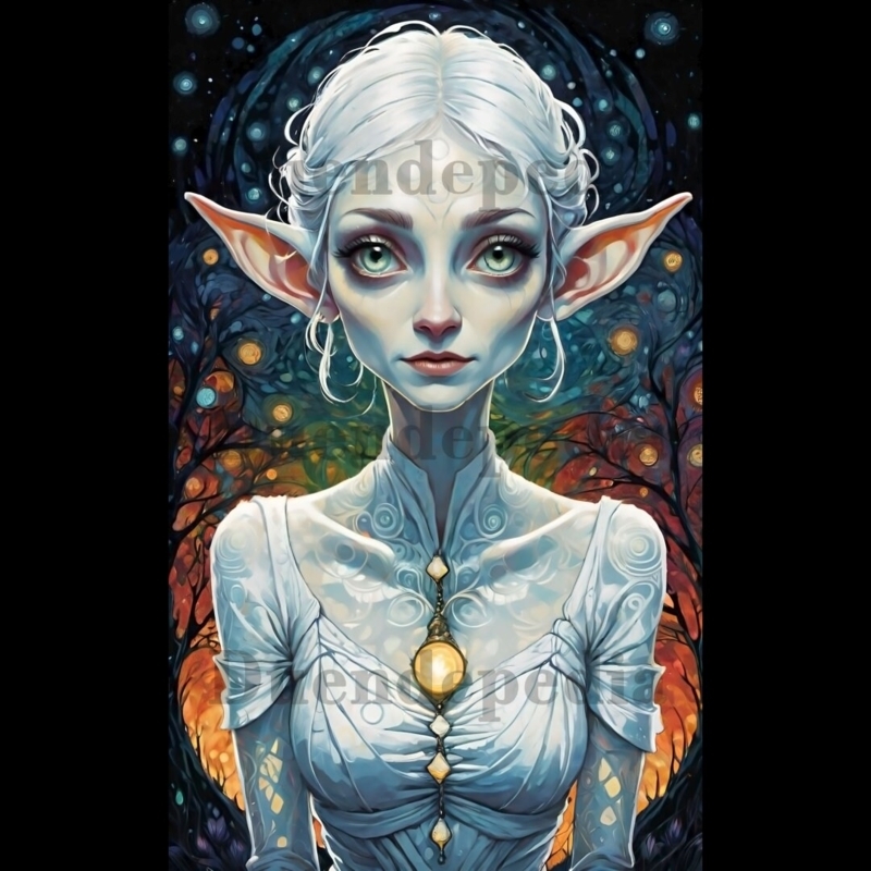 Impressionist Forest Guardian Elven Wall Art Print