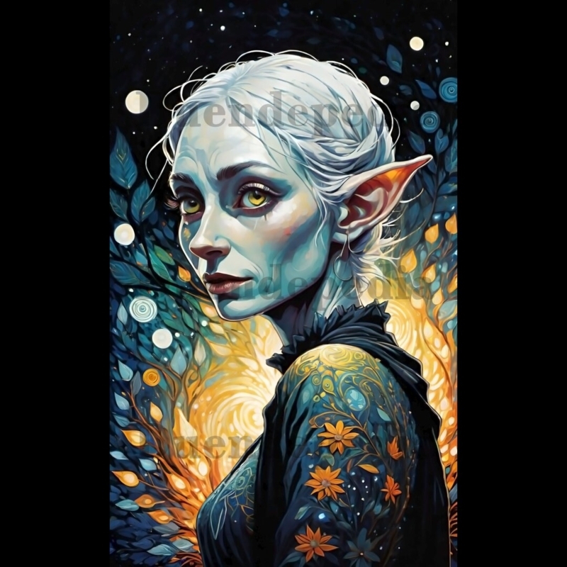 Impressionist Forest Guardian Elves Wall Art Print
