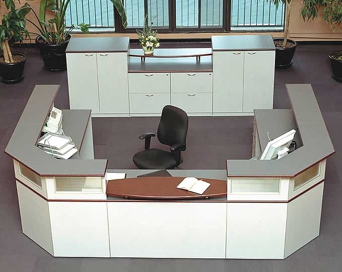 Impressions Two Person Custom Reception Desk | Custom reception desk ...