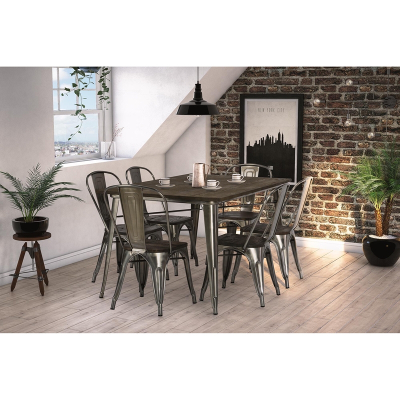 Industrial Metal Dining Table with Chairs