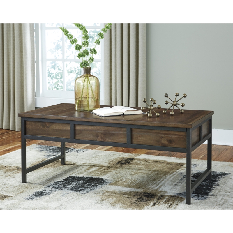 Industrial Style Wood and Metal Coffee Table