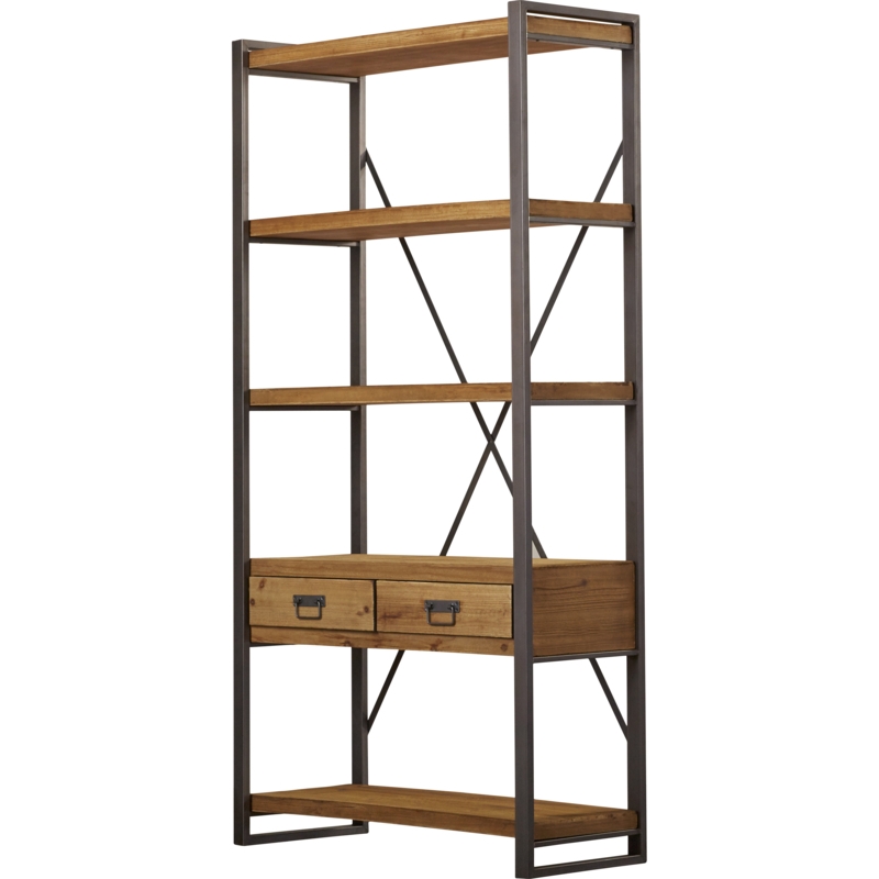 Industrial Style Wood and Metal Etagere Bookcase