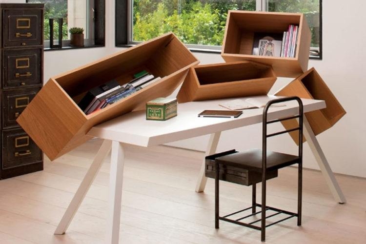 Innovative Contemporary Desk with Angled Storage