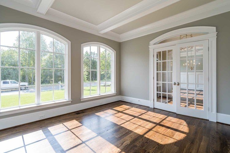 Interior french doors with arched transom - Builders Villa