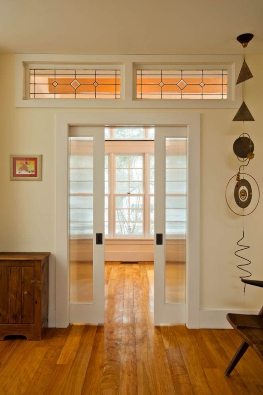 Interior French Doors with Decorative Transom Window