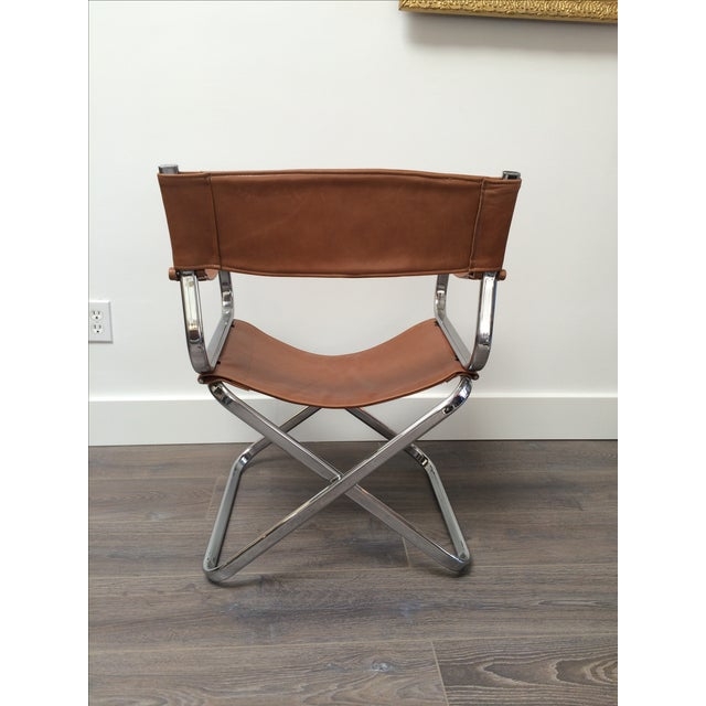Italian Chrome and Leather Folding Chair by Arrben