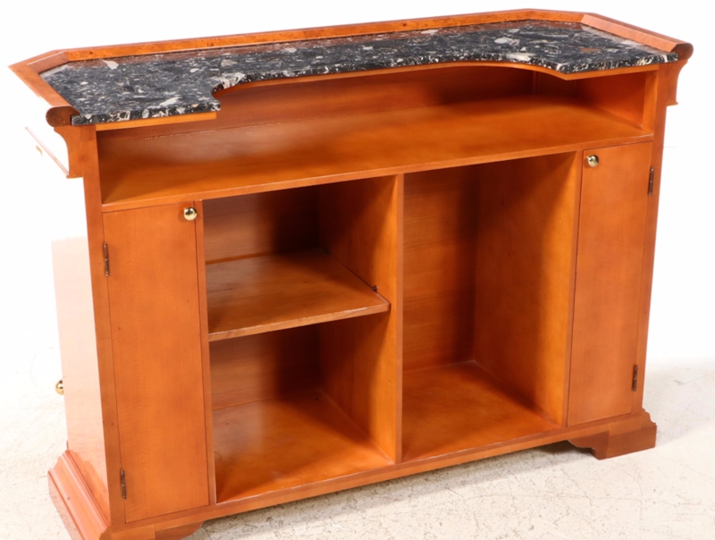 Italian Neoclassical Marble Top Bar Cabinet