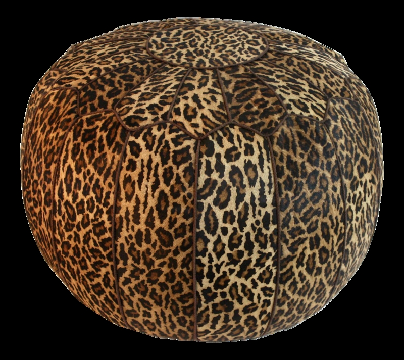 Jamie Young Leopard Print Cowhide Ottoman