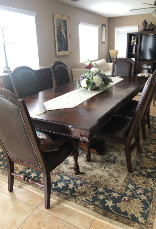 Jerome 120 Inch Dark Wood Dining Table Set with Chairs