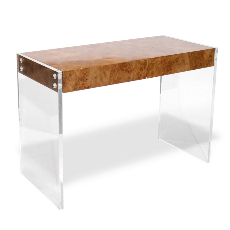 Jonathan Adler Bond Lucite Writing Desk with Wood Top
