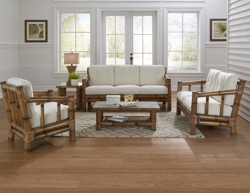 Kauai Bamboo Furniture Set with Cream Cushions