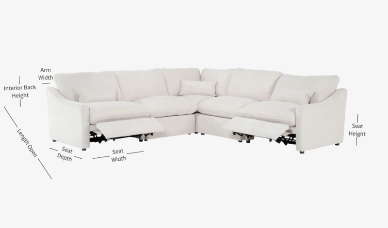 Kennedy Cream 5-Piece Power Reclining L-Shaped Sectional
