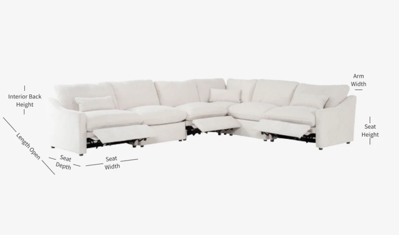 Kennedy Cream 6-Piece Power Reclining Modular Sectional Sofa