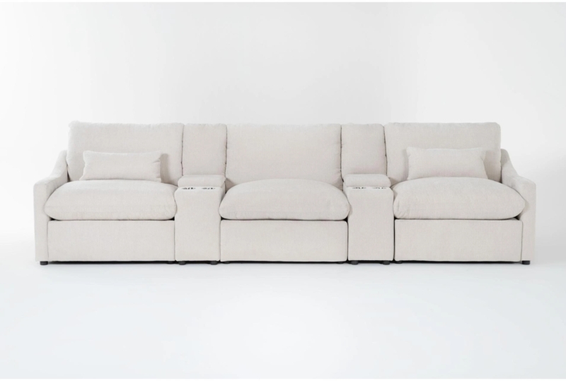 Kennedy Cream Beige Ivory 5-Piece Power Reclining Sofa