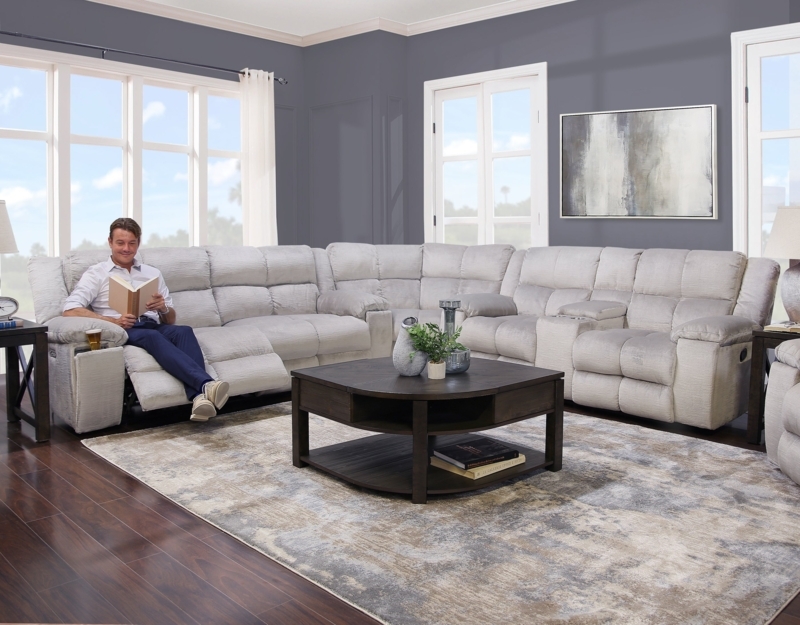 Kennedy Light Gray Power Reclining Sectional Sofa
